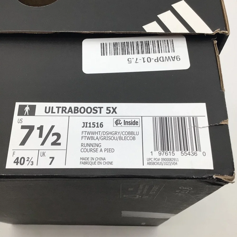 Adidas Ultraboost 5X Mens Running Shoes‎ White Blue Purple JI1516 Size 7.5 NEW